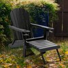 Tafee Outdoor Folding Adirondack Chair with Ottoman, Black OC-ZDJT-1-BLACK